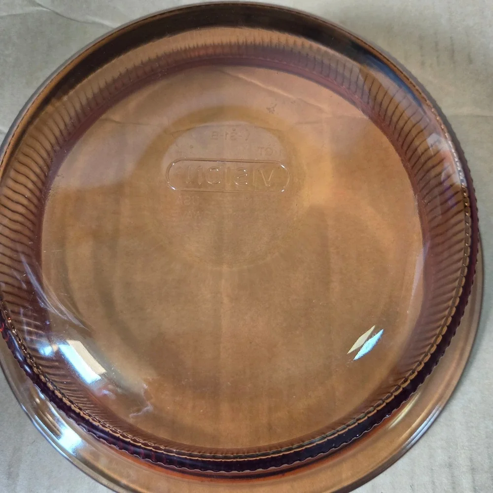Vision Corning Amber Glass 1 Quart Round Casserole Dish with Lid V-31-B USA‎